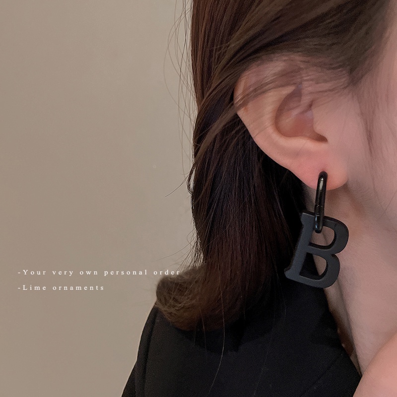 DREJEW Khuyên Tai Hình Chữ B Phong Cách Hàn Quốc Cá Tính Cho Nữ 1