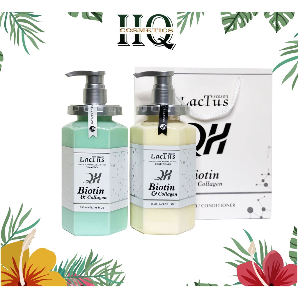 Gội Xả QH Biotin&Collagen Lactus Season Chính Hãng 650ml, Gội Xả Thơm Mượt Ngăn Gàu Giảm Rụng Tóc