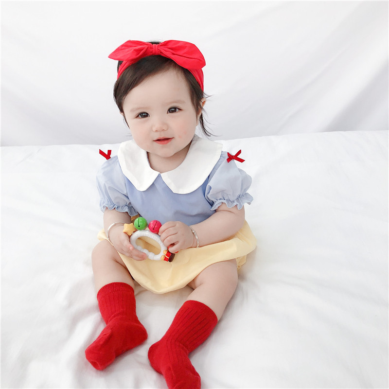 Set Áo Liền Quần &amp; Băng Đô Đáng Yêu Thời Trang Cho Bé Gái Sơ Sinh