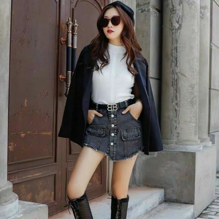 Quần jeans giả váy lệch tà siêu xinh | BigBuy360 - bigbuy360.vn