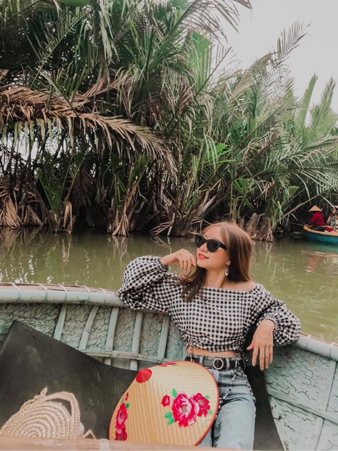 Áo croptop bẹt vai dây rút nữ tính - Colory shop