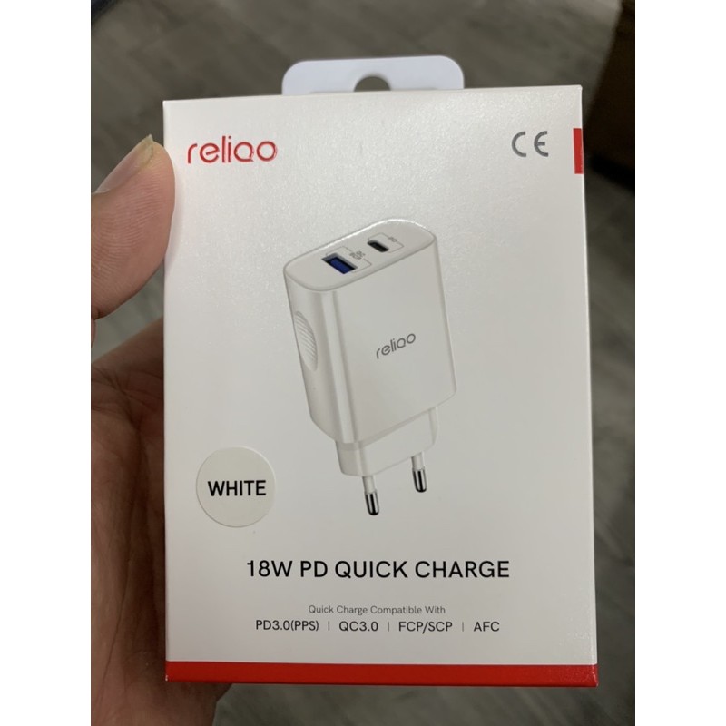 Củ Sạc Reliqo 18W Sạc Nhanh Chuẩn PD/QC 3.0 Dùng Cho iPhone/iPad/Smartphone Android - Hàng Chính Hãng Bảo Hành 12 Tháng