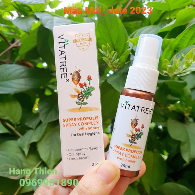 Xịt keo ong Vitatree Super Propolis Spray complex with Manuka Honey 15+ _ 25ml