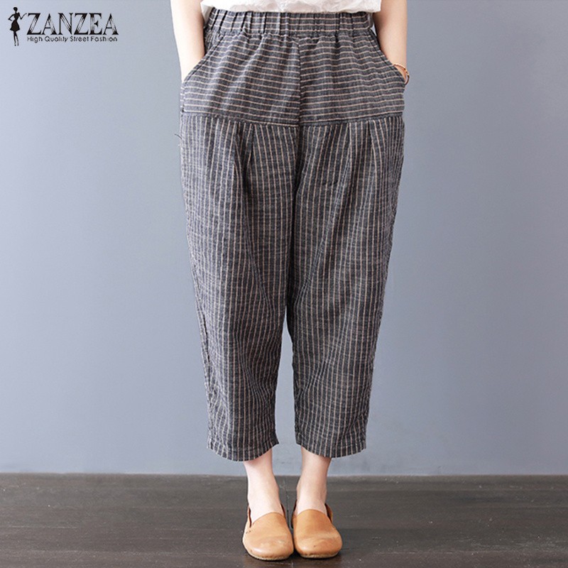 Quần nữ ống rộng kẻ sọc thời trang | BigBuy360 - bigbuy360.vn