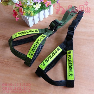 🚔 Dây dắt Police phản quang kèm yếm cho chó lớn - Cutepets