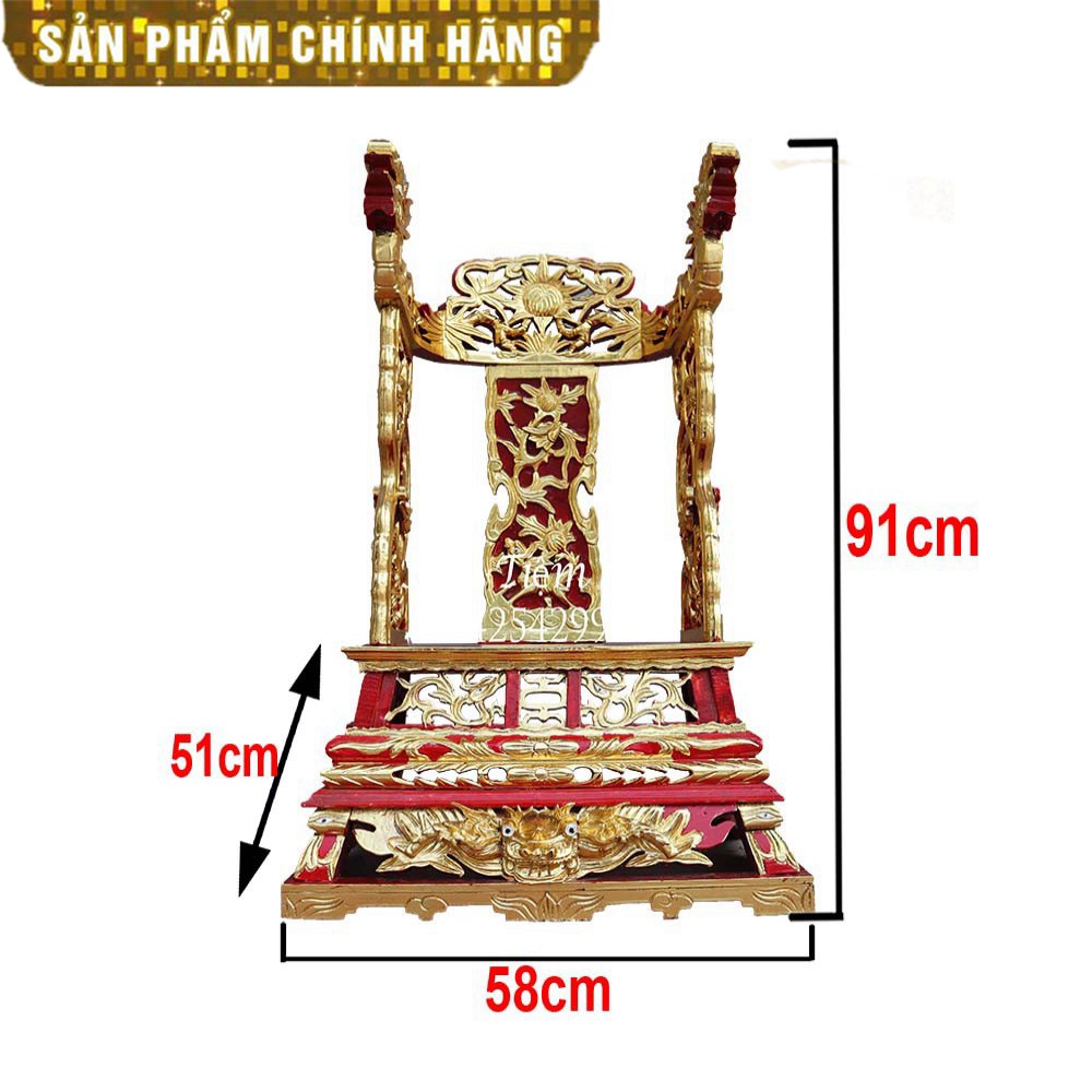 Ngai thờ vách rồng gỗ mít cỡ đại cao 91 ngang 58 sâu 51