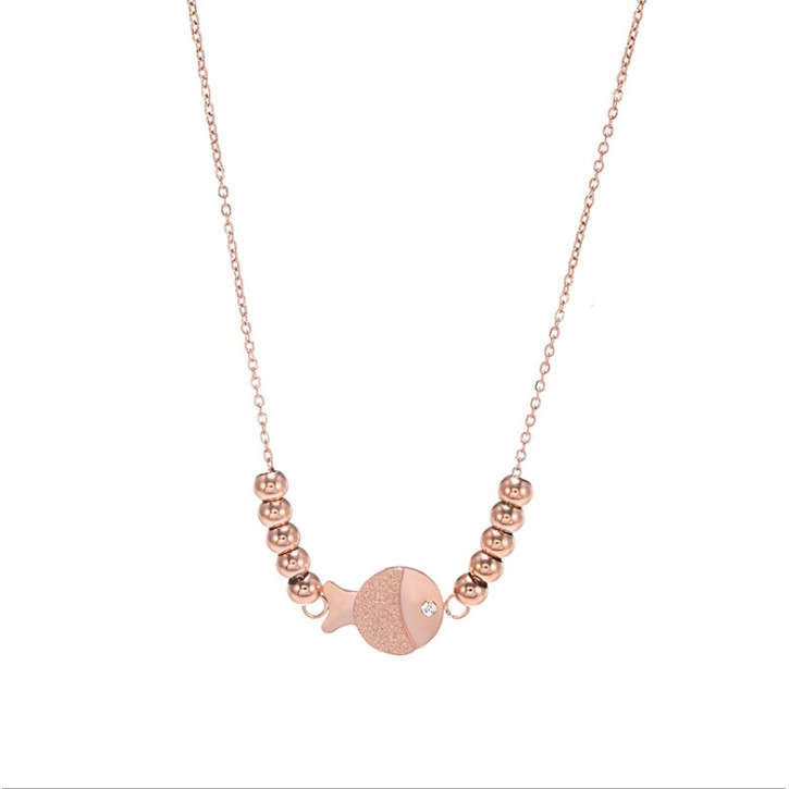 Dây chuyền nữ titan cao cấp hình con cá lớp phun cát siêu đẹp, bền màu, hợp thời trang