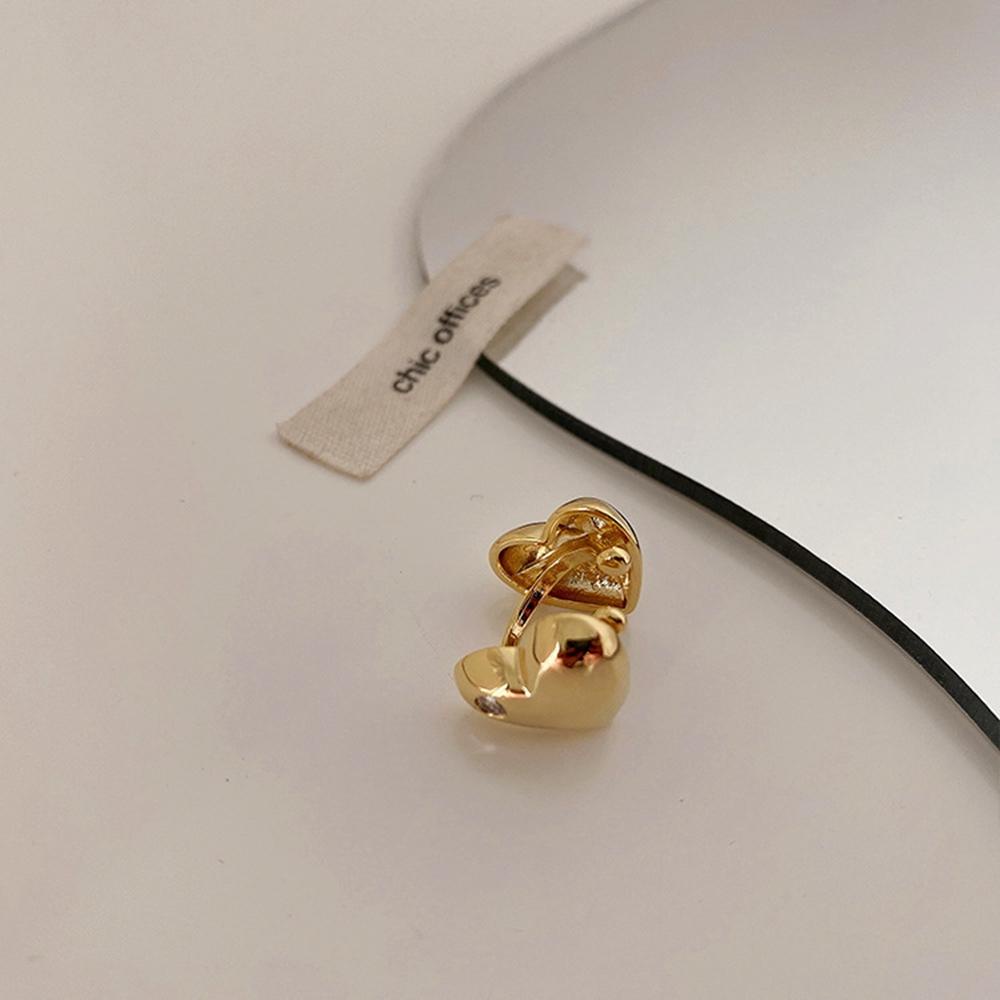 Mxgoods Khuyên Tai Hình Trái Tim Đôi Không Xỏ Có Thể Điều Chỉnh|Bông Tai Hình Trái Tim Bằng Đồng Phong Cách Hàn Quốc