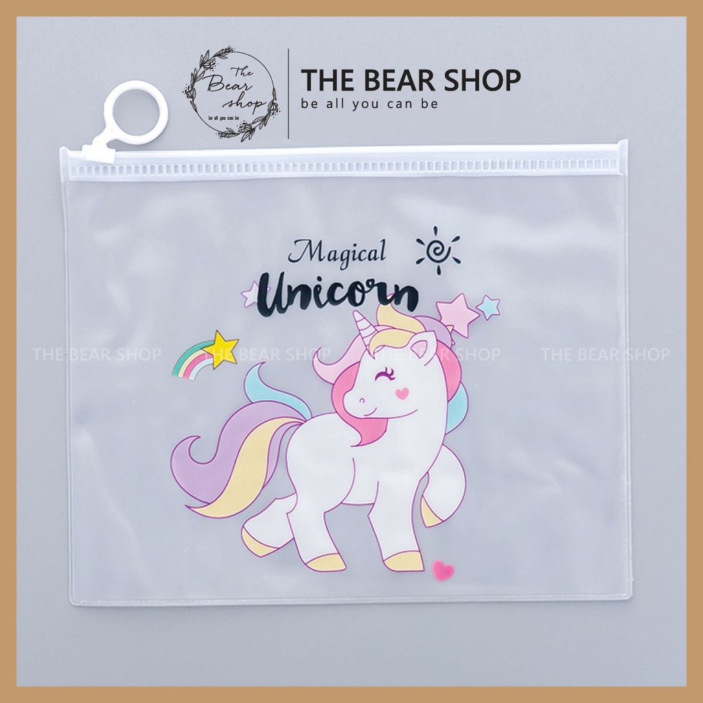 Túi đựng bút - Đồ cá nhân - Mỹ phẩm trong suốt in họa tiết kỳ lân Unicorn chống thấm quà 8 tháng 3 - The Bear Shop