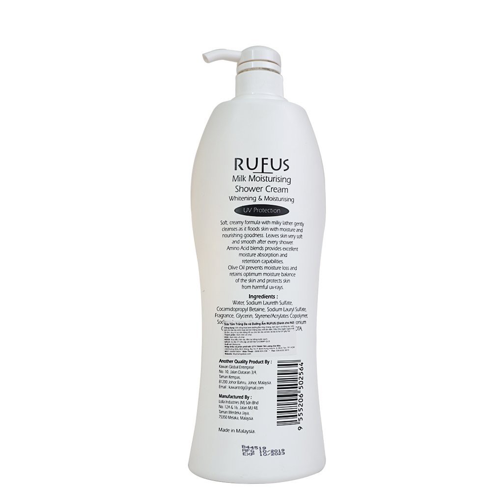 [HÀNG CHÍNH HÃNG] Sữa Tắm Trắng Da Dưỡng Ẩm Rufus Malaysia 1050ml