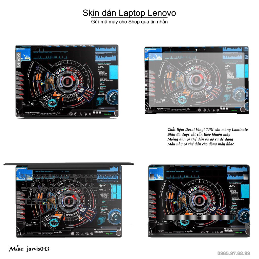 Skin dán Laptop Lenovo in hình Jarvis (inbox mã máy cho Shop)