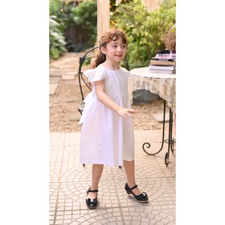 Váy Zara trắng cánh tiên thắt nơ cho bé gái