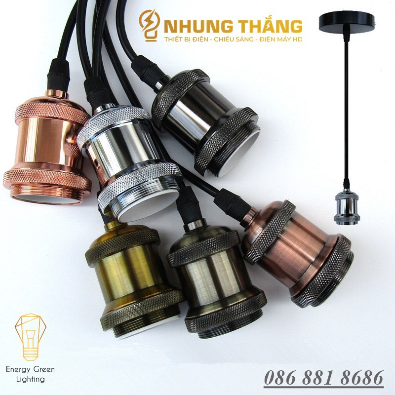 Combo 6 Đui đèn đồng thả trang trí MX23 không bóng ( Các Màu )