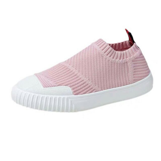 Giày lười nữ dáng thể thao cổ chun 4 màu đen/ trắng/ hồng / kem- hottrend 2021