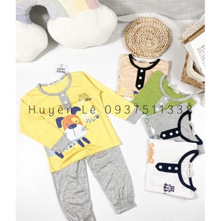 Bộ dày tay minky mom cổ nút in hình dễ thương -th102