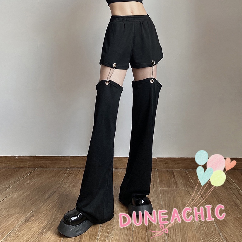 Quần Dài Lưng Cao Ống Đứng Phối Dây Xích Thời Trang Quyến Rũ Cho Nữ