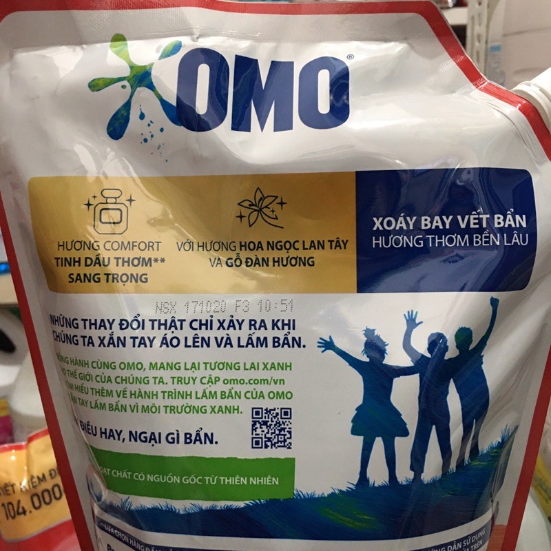Nước Giặt Omo Matic Comfort Tinh Dầu Thơm Túi 2kg