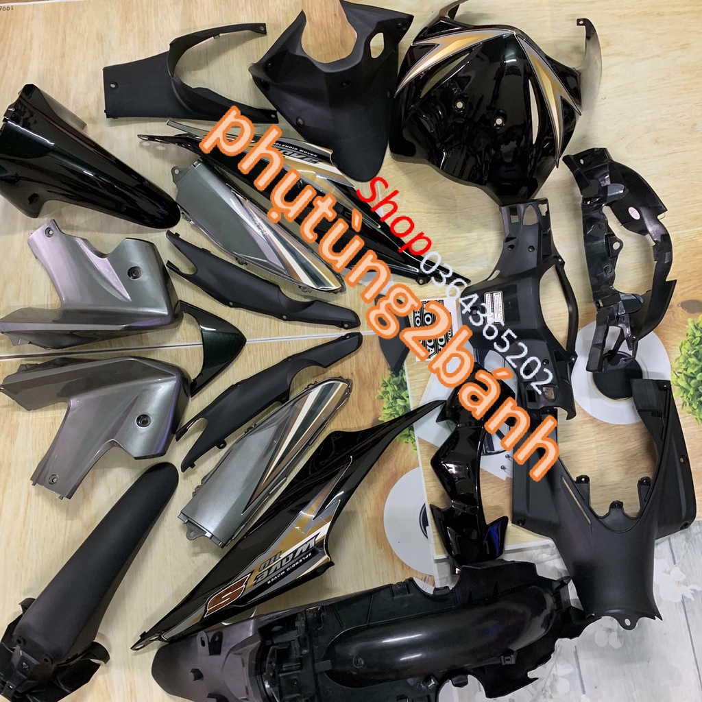 Dàn áo vỏ nhựa xe WAVE S110 -WAVE RS110 MÀU ĐEN -nhựa nguyên sinh loại 1