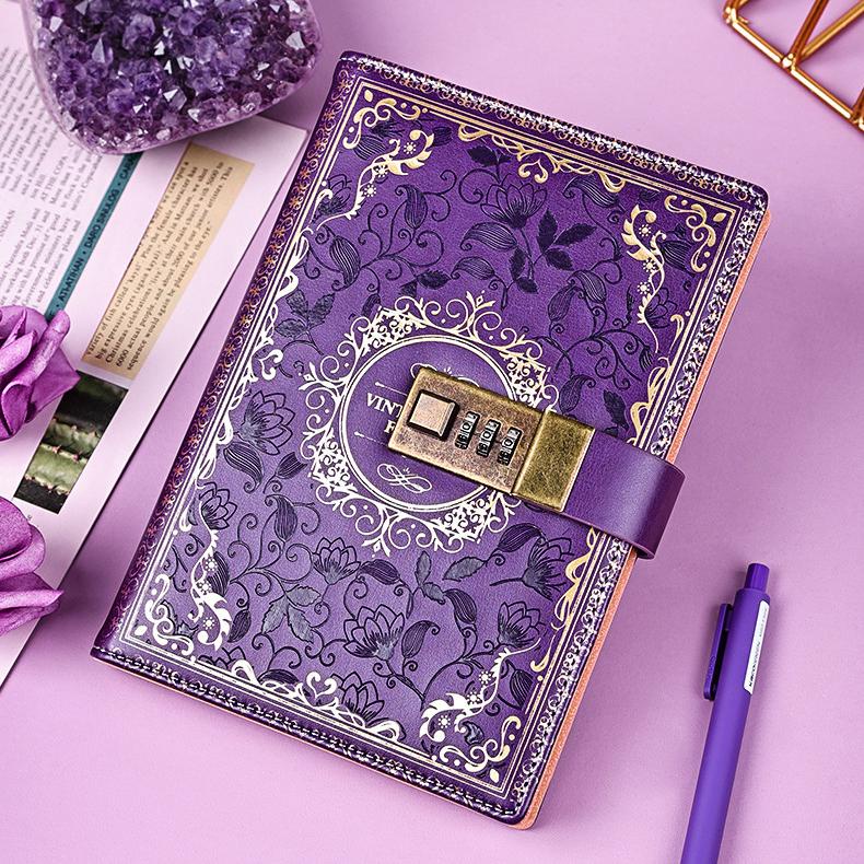 SỔ TAY, NHẬT KÝ BÌA DA BÒ CAO CẤP PHONG CÁCH CỔ ĐIỂN VINTAGE CÓ KHÓA MẬT KHẨU