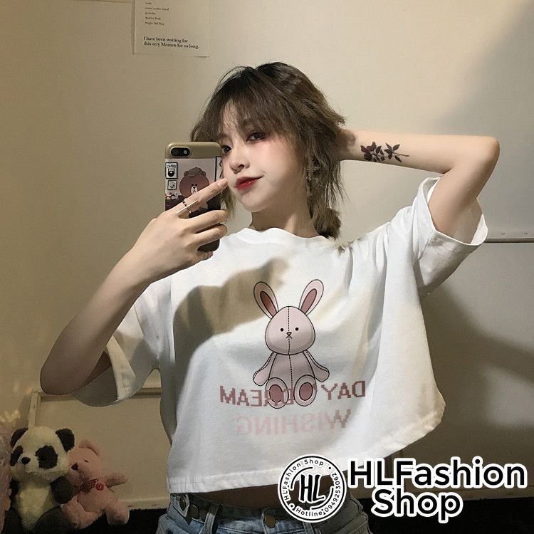 [ Mã WASTAPR giảm 10K đơn 50K] Áo croptop thun nữ Rabbit Wishing cực xinh, áo thun nữ HLFashion | BigBuy360 - bigbuy360.vn