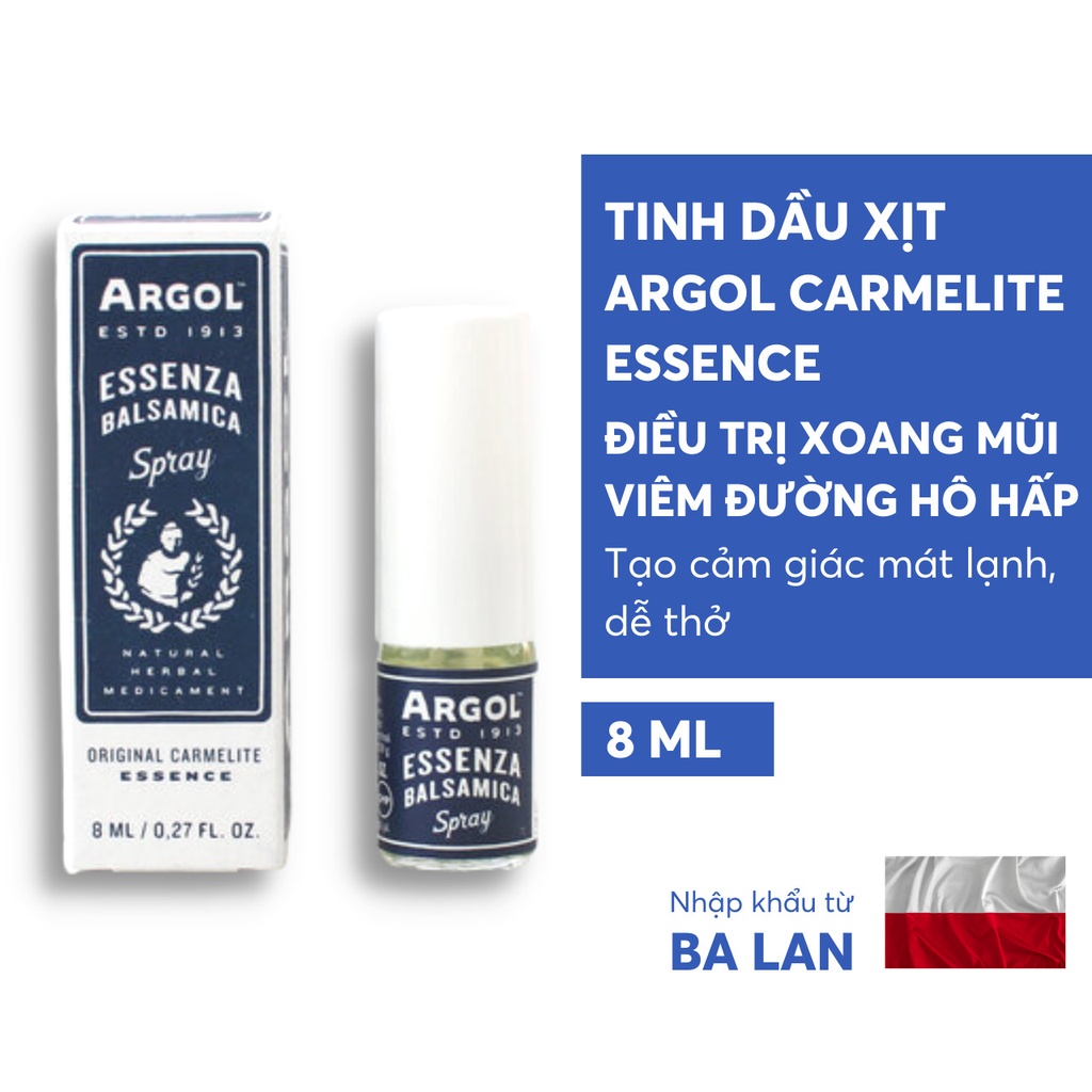 Chai xịt Tinh Dầu cải thiện viêm xoang Argol Camelite Essence Lọ 8ml - Giảm Tiết Đờm Giảm Ho Giảm Viêm Họng