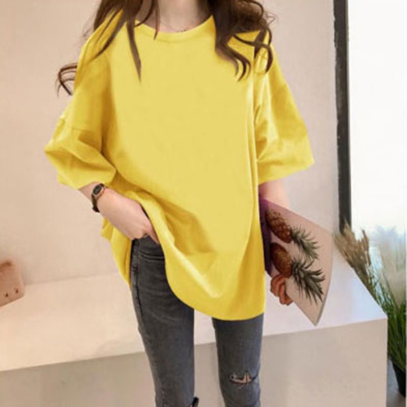 Áo Thun Tay Ngắn Màu Trơn Phong Cách Hàn Quốc Thời Trang Mùa Hè