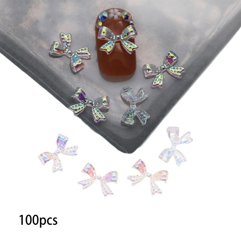 Set 200 Phụ Kiện Nơ 3D Trang Trí Móng Nghệ Thuật Xinh Xắn Charms