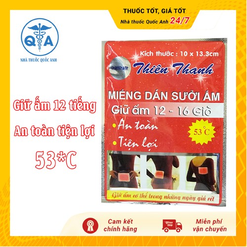 [GIỮ ẤM 12 TIẾNG] Hộp 10 miếng dán giữ nhiệt Thiên Thanh 53 độ C