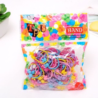 Túi 50 chun buộc tóc trẻ em nhiều màu sắc siêu bền chắc – chun buộc tóc có hạt trang trí