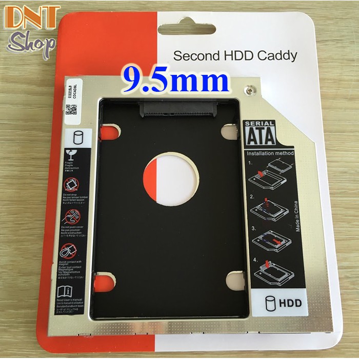 Caddy Bay mỏng 9.5mm chuẩn SATA 3 dùng để lắp thêm ổ cứng / SSD thay vào vị trí của ổ DVD