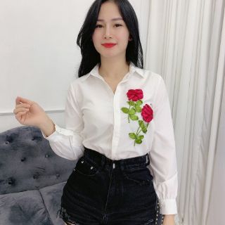 Áo sơ mi thêu duy băng