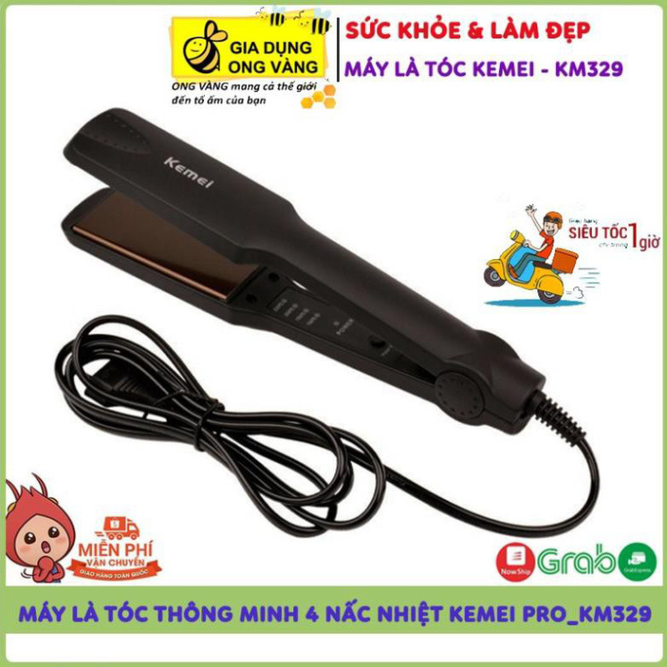 Máy Là Tóc Duỗi Tóc 4 Nấc Nhiệt Bản Pro Size To KEMEI PRO_KM329 kunkun