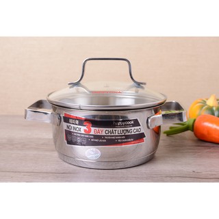Nồi inox 3 đáy nắp kiếng Happy Cook Milan Plus 16cm N16-MLGP