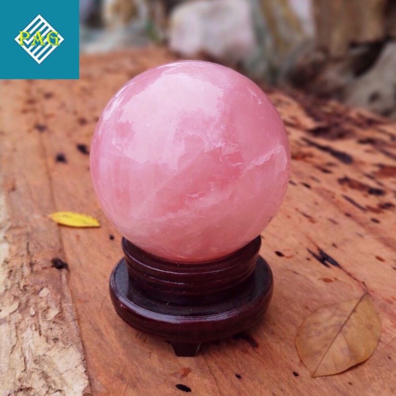 [SIZE TO] Quả Cầu Phong Thủy Đá Thach Anh Hồng Tự Nhiên - Trang Trí Bàn Làm Việc, Phòng Khách