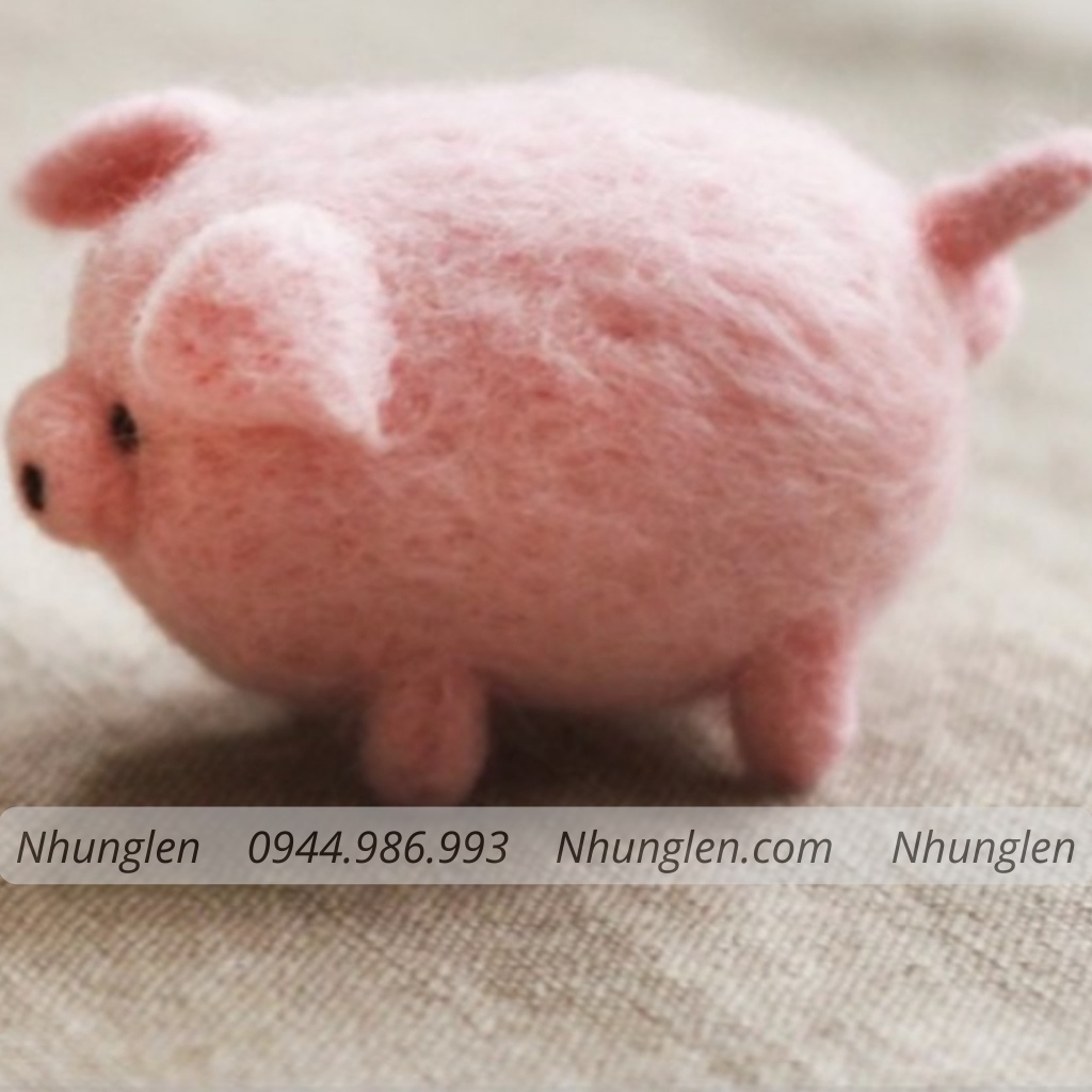 Bộ len chọc Heo Mập Ú có hướng dẫn - Needle Felting Pig - Có video hướng dẫn