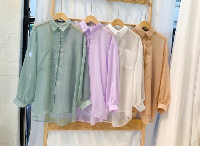 Áo Sơ Mi Nữ Voan Mỏng Khoác Ngoài Đi Biển Đi Chơi Siêu Xinh 6 Màu (ẢNH THẬT+VIDEO) | BigBuy360 - bigbuy360.vn