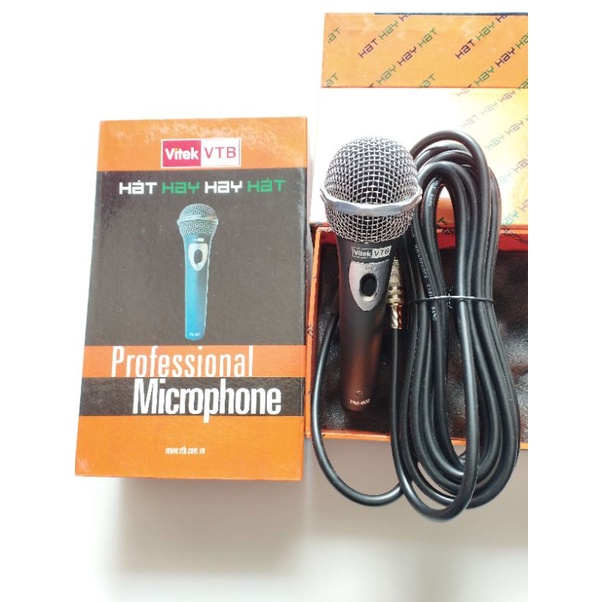Micro có dây Vitek VTB PM - 802 HÁT NHẸ TIẾNG TRONG MICRO BẰNG KIM LOẠI HÀNG CÔNG TY.