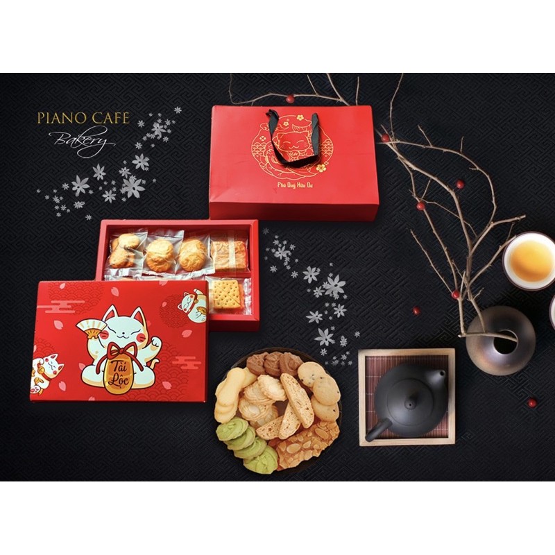 Hộp bánh tết cookie handmade siêu ngon Mèo Thần Tài 400gr | BigBuy360 - bigbuy360.vn