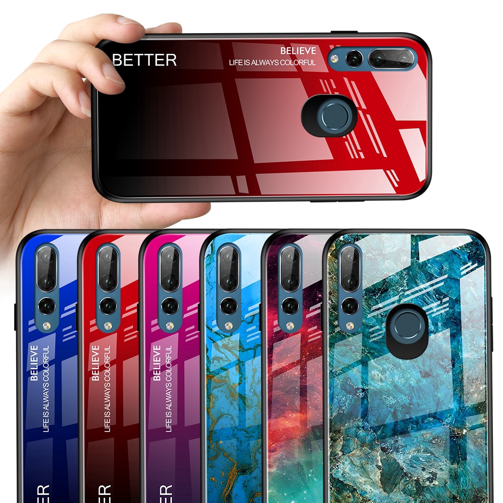 Huawei Honor 9X Premium Global Version Case Cover Marble Tempered Glass Soft TPU Frame Back Case