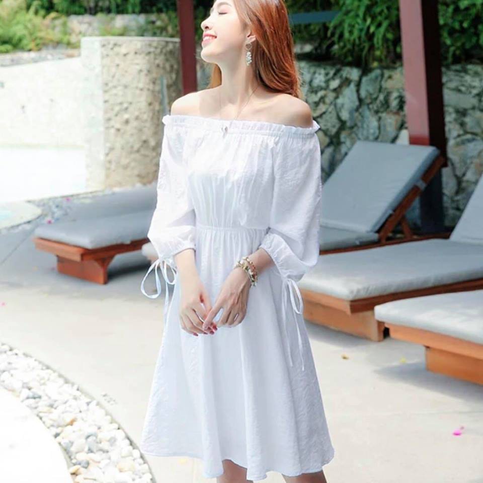 🌈Đầm trễ vai dây rút mặc 2 kiểu (kèm ảnh thật) | BigBuy360 - bigbuy360.vn