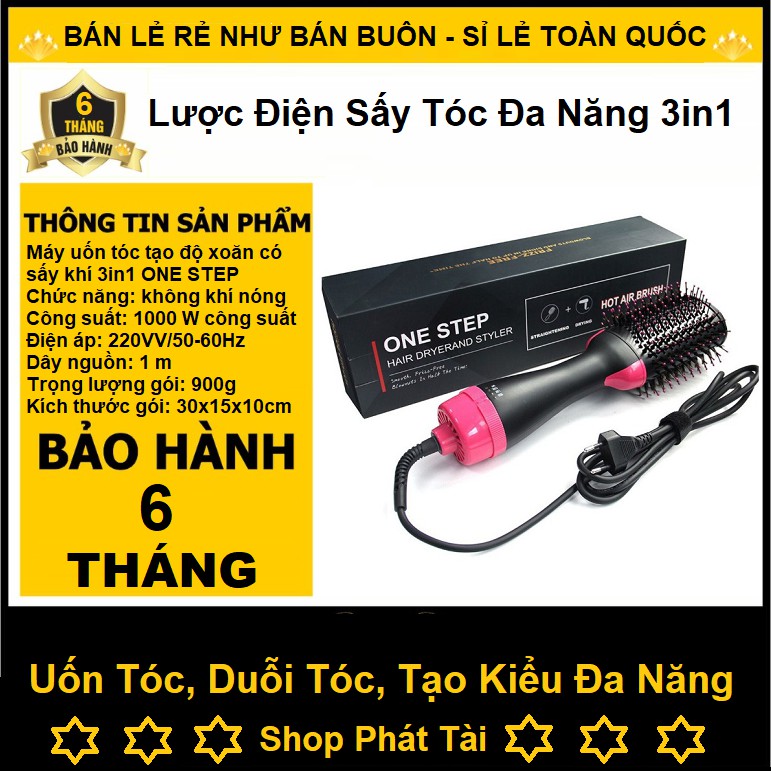 Lược Điện Sấy Tóc Tạo Kiểu Đa Năng One Step, Uốn Tóc, Duỗi Tóc, Tạo Kiểu Đa Năng 3in1 - Bảo Hành 6 Tháng