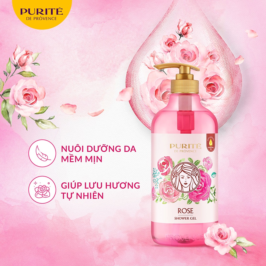 Sữa Tắm Thiên Nhiên Purité Hoa Hồng 850ml