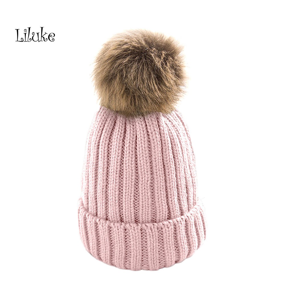 Mũ Len Beanie Dệt Kim Dày Dặn Màu Trơn Giữ Ấm Mùa Đông Cho Nữ