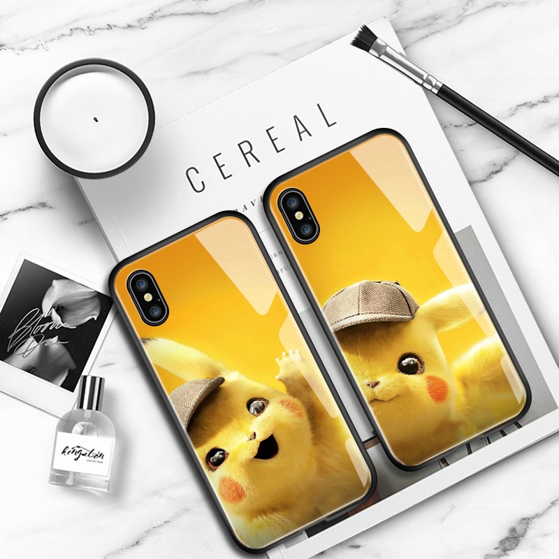 Pikachu Casing For ASUS Zenfone Max Pro M1 M2 ZB601KL ZB602KL ZB631KL ZB633KL Phone  Cute Cartoon  Glossy Tempered Glass Cover Pokemon Ốp điện thoại kính cường lực In Hình cứng Ốp lưng cho Case