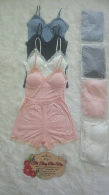 Bộ đồ ngủ nữ phối ren có nệm ngực | BigBuy360 - bigbuy360.vn