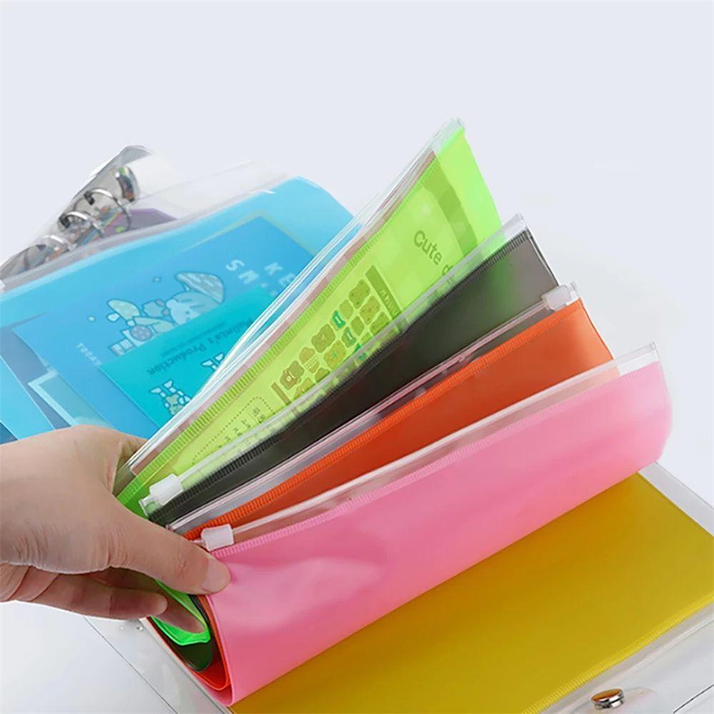 Túi Đựng Tài Liệu Khổ A5 / A6 Bằng PVC Nhiều Màu Sắc Có Khóa Kéo Tiện Dụng Cho Văn Phòng / Trường Học