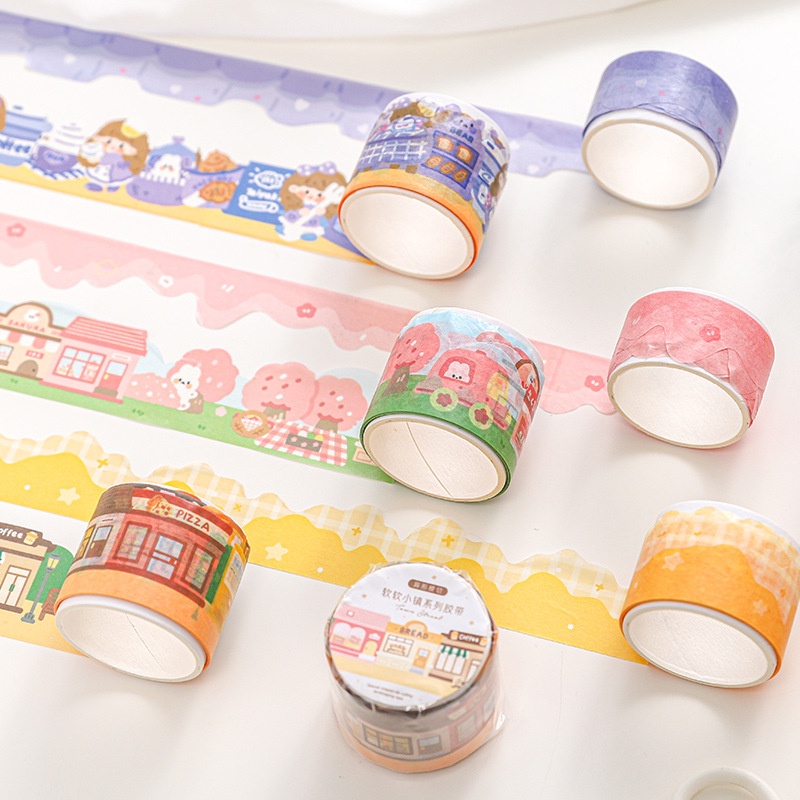 1 Cuộn Băng Keo Màu Pastel Hình Phong Cảnh