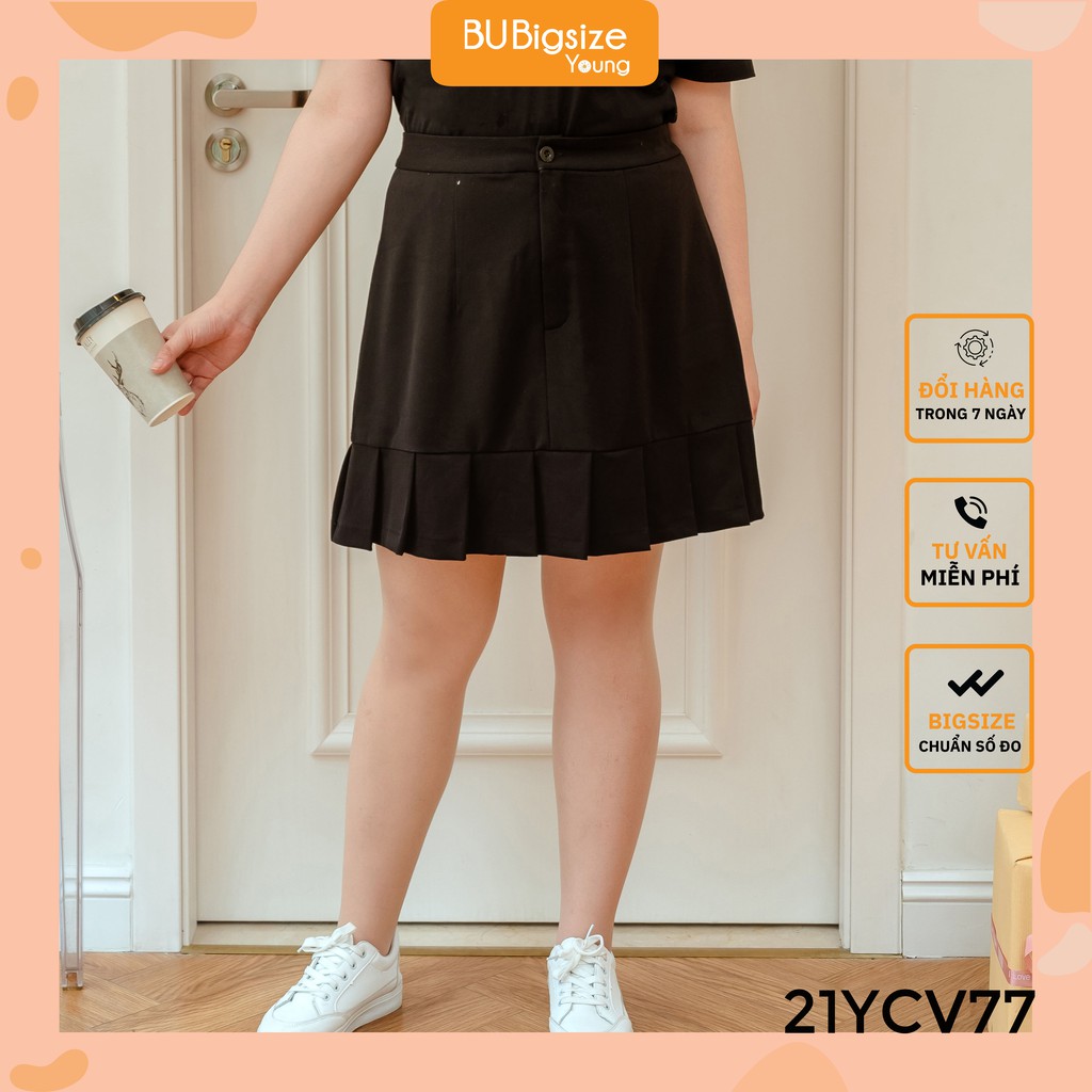 Chân váy A xếp ly gấu BIGSIZE (55kg đến 95kg) - 21YCV77 - [BU Bigsize Young]