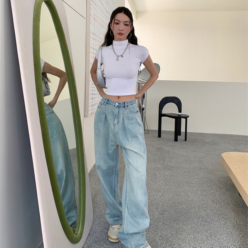 Áo Croptop Tay Ngắn Cổ Cao Thiết Kế Ôm Sát Tôn Dáng