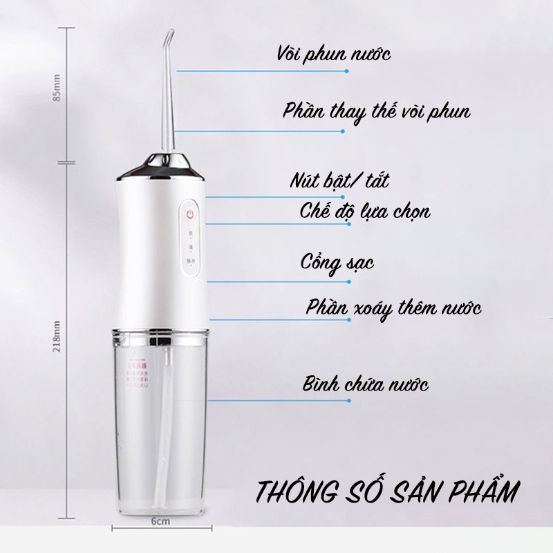 Máy Tăm Nước Cầm Tay Oral Irrigator Giúp Xỉa Răng, Vệ Sinh Răng Miệng, Tăm Nước Chuẩn Nha Khoa Tại Nhà - G43